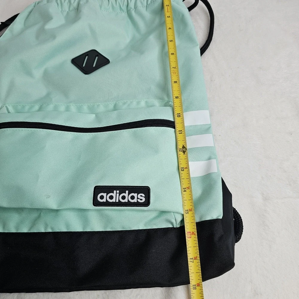 adidas Alliance Medium 15L Mint Green/Black Drawstring Gym Bag Zip Pocket